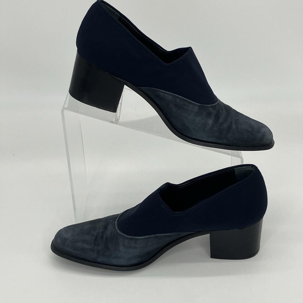 Fabianelli Italy Blue Suede Slip‎ On Loafer Shoes Womens 8 M Old Money Office
